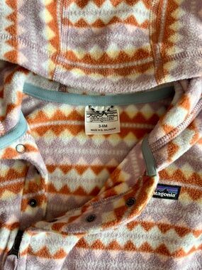 Patagonia Baby Fleece Onesie - Lavender & Orange Geometric